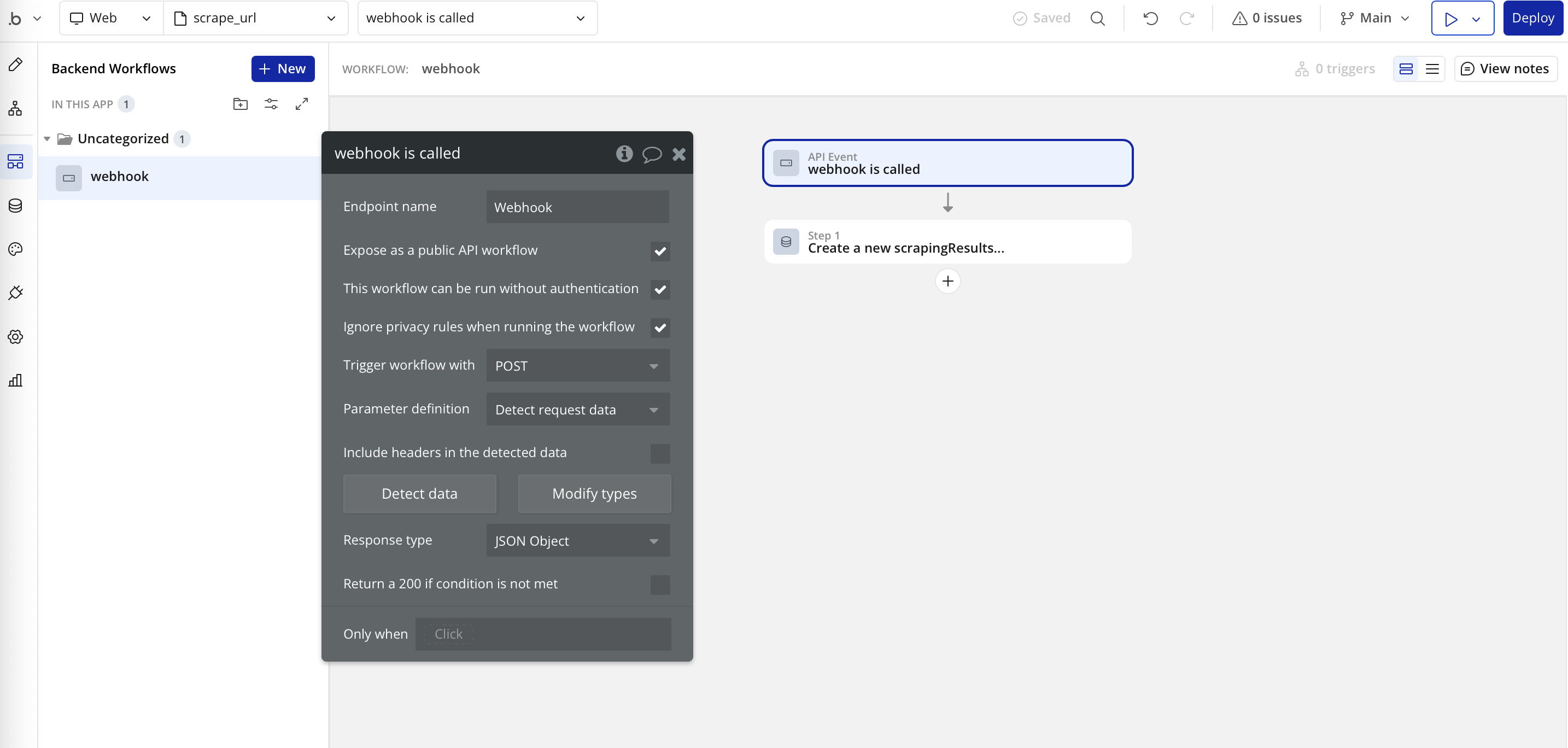 Create a backend webhook